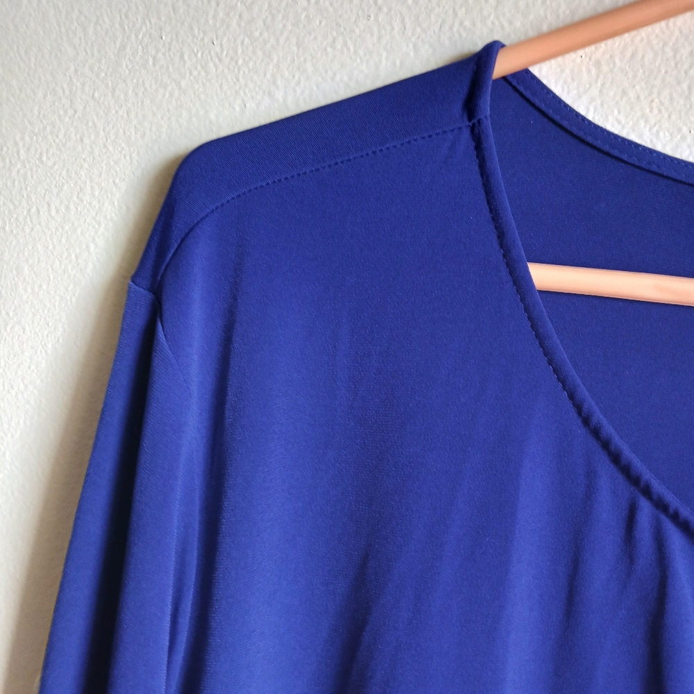 SUSAN GRAVER Womens 3X Modern Essentials Tunic Top Blue 3/4 Sleeve Shirt FLAW - Picture 5 of 12
